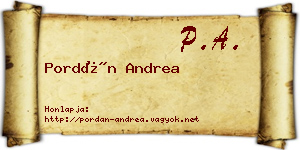 Pordán Andrea névjegykártya