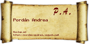 Pordán Andrea névjegykártya